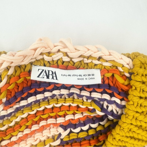Zara Chunky Knit Colorful Striped Sweater Cardigan Button Front Size Large - Picture 9 of 10